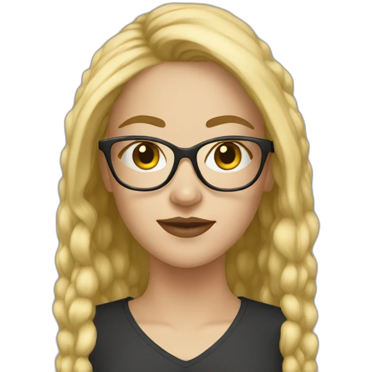 white girl with gold glasses emoji