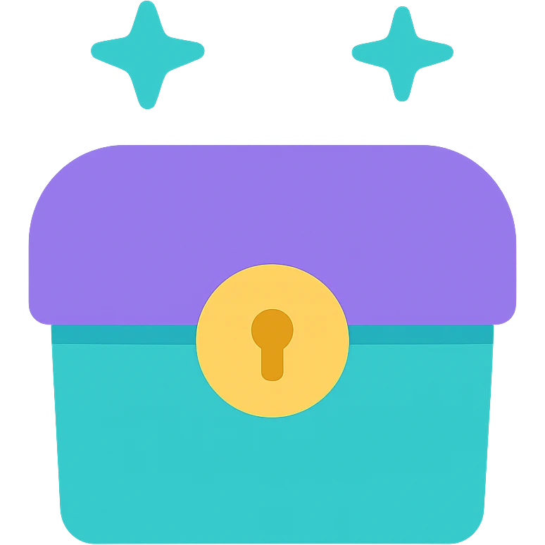 purple and teal rewards chest icon style emoji