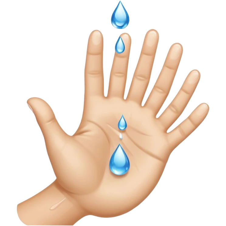 Water dripping directly off palm of hand with 5 fingers emoji