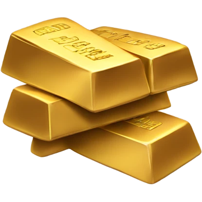 3 gold bars. Two on the bottom and one stacked on top   in the middle on top emoji