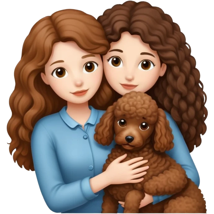 长发女孩抱着一只棕色的贵宾犬 emoji