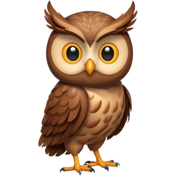 Create a single emoji of an Owl in full body, shown at a slight side angle in a natural, characteristic pose. Cute and stylized like an emoji, but clearly recognizable.
 emoji