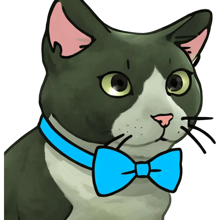 Tuxedo cat with a bow ￼ emoji
