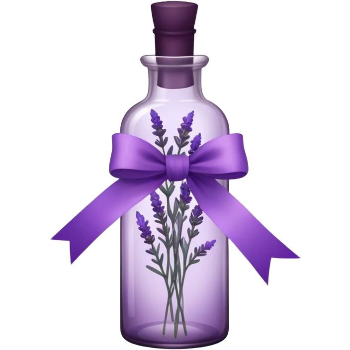 A vintage glass bottle, filled with delicate lavender stems in varying shades of soft lilac and deep aubergine, is adorned with a hand-dyed violet ribbon tied into a gentle bow. The light filters through the dusty glass, casting shadows of lavender sprigs onto the lace-covered surface, as if capturing a fleeting moment of serenity.






 emoji