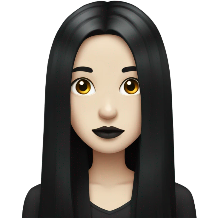 goth girl pale, black long hair emoji