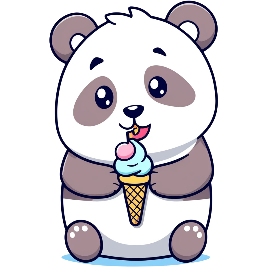 Panda eating ice cream emoji
