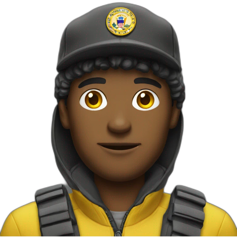 man with yellow "FBI" letters on his cap emoji