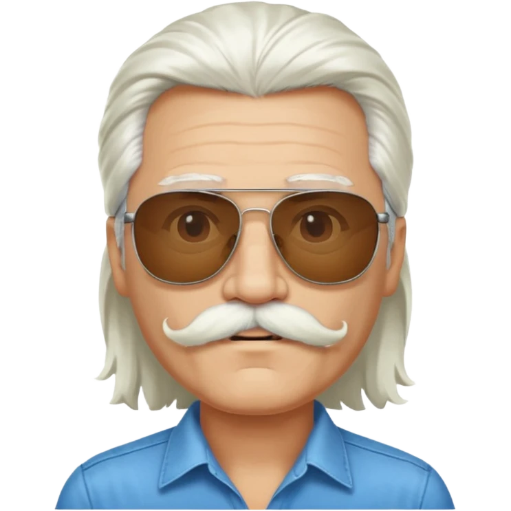 long white hair and  mustached man in sunglasses emoji