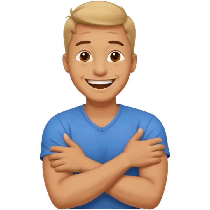 arms crossed holding neck laughing guy emoji