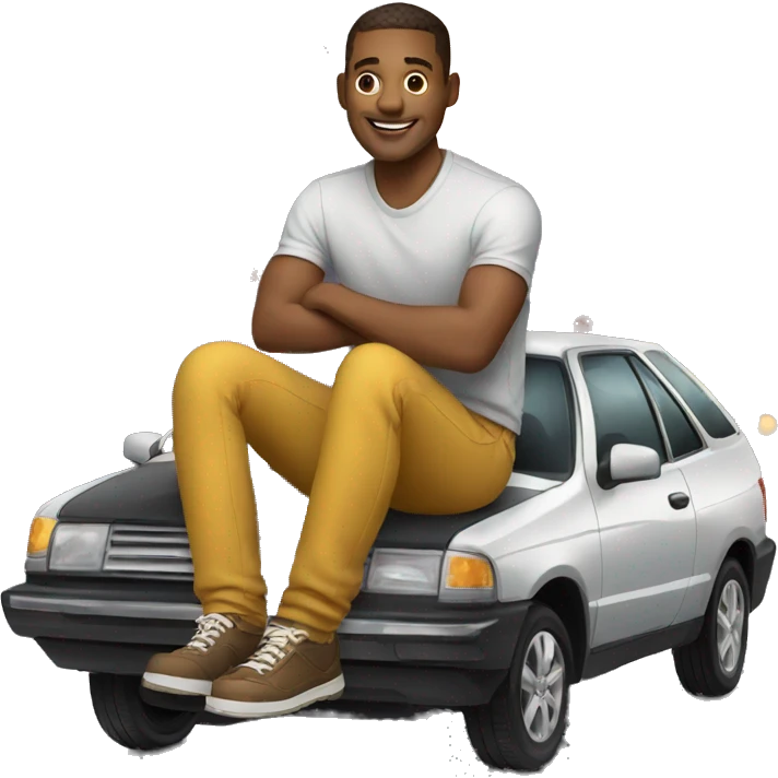 man sitting on top of car emoji