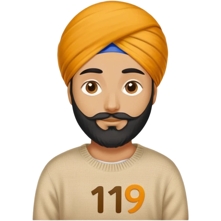 Sikh wearing sweater with 19 number emoji