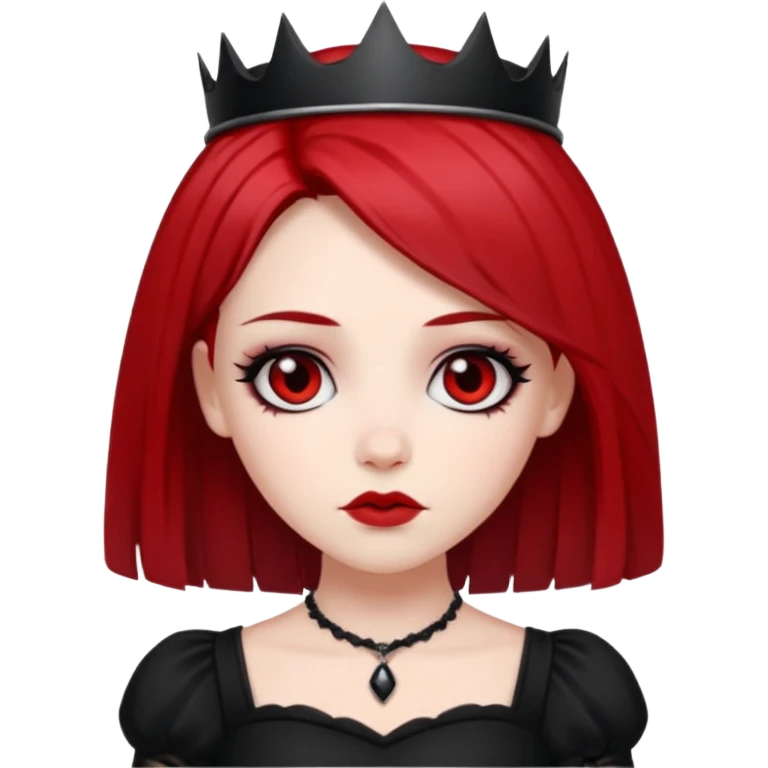 Powerful goth princess red and black hair emoji