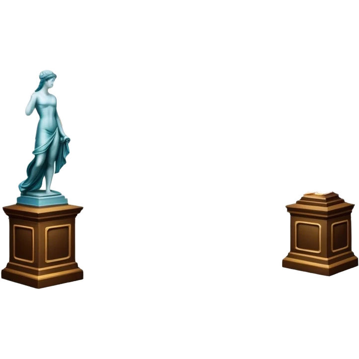 An icon featuring an elegant art gallery with classic paintings hanging on the walls, and sculptures displayed on pedestals. Visitors admire the exhibits, capturing the essence of culture, history, and art. Set against a transparent background. emoji