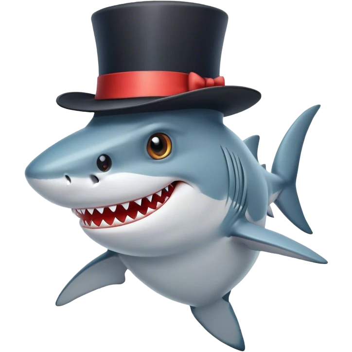 Shark with a top hat emoji