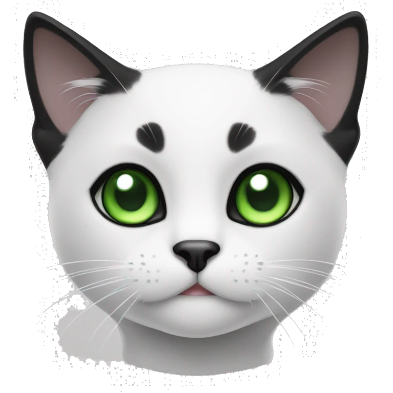 black and white cat with green eyes and black mark on chin  emoji