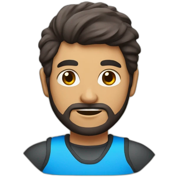 Mi hermano con coleta y con barba jugando al pádel emoji