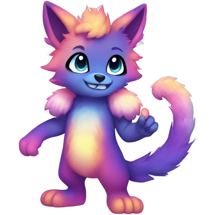 gradient-Sparkle-nebula-fursona anthropomorphic furry Fakémon full body emoji
