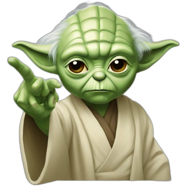 Yoda making finger emoji