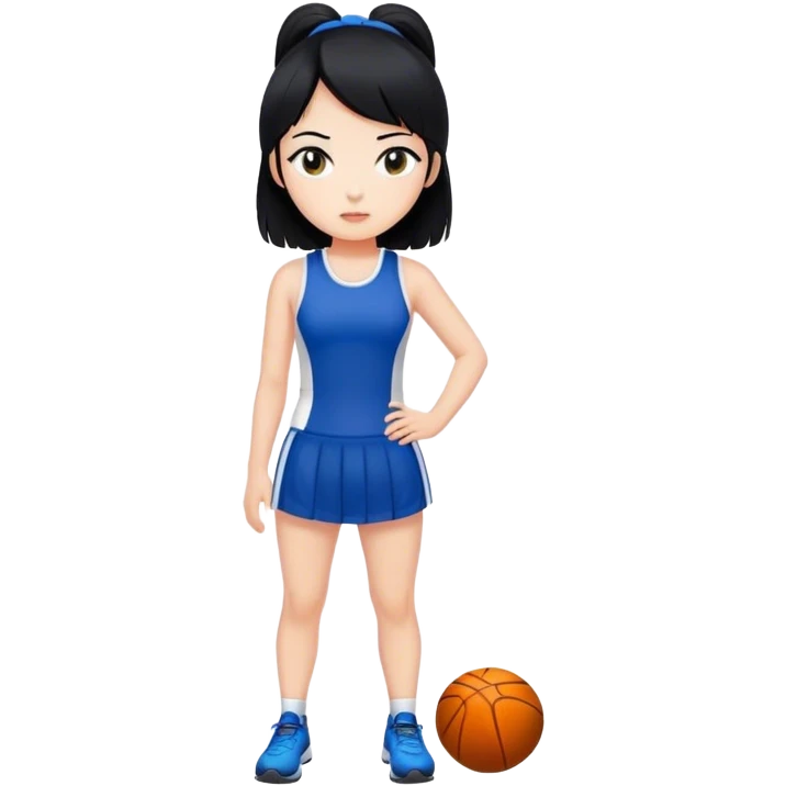 white Girl with black hair in sports dress emoji