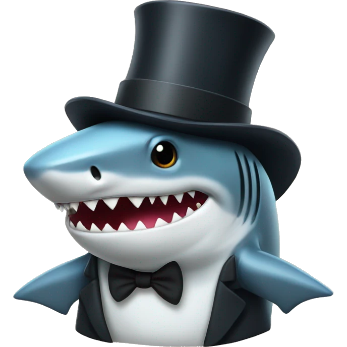 Shark with a top hat emoji