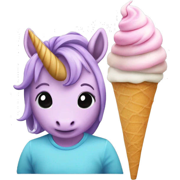 Un unicorno in cielo con un gelato in mano emoji