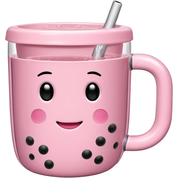 Pink mug with bubble tea, Without a face, Just a pink bubble tea mug (WITHOUT A FACE!!!!!!) emoji