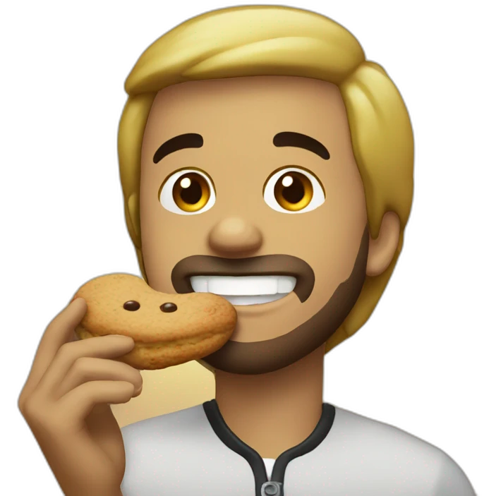 Drake smiling eating a cookie emoji