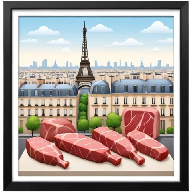  paris art gallery SPAM meat city landscape  emoji