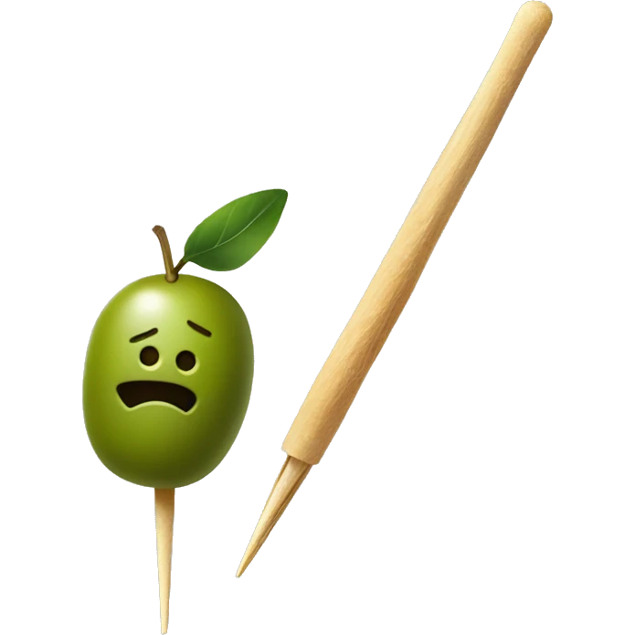 green olive on tooth pick emoji