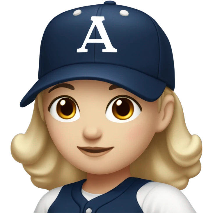 White girl with Black long hair, who wearing navy ballcap emblazoned with a red G initial and wearing baseball uniform emoji