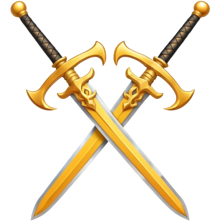 Two powerful on fire fully golden fiery royal crossed swords emoji