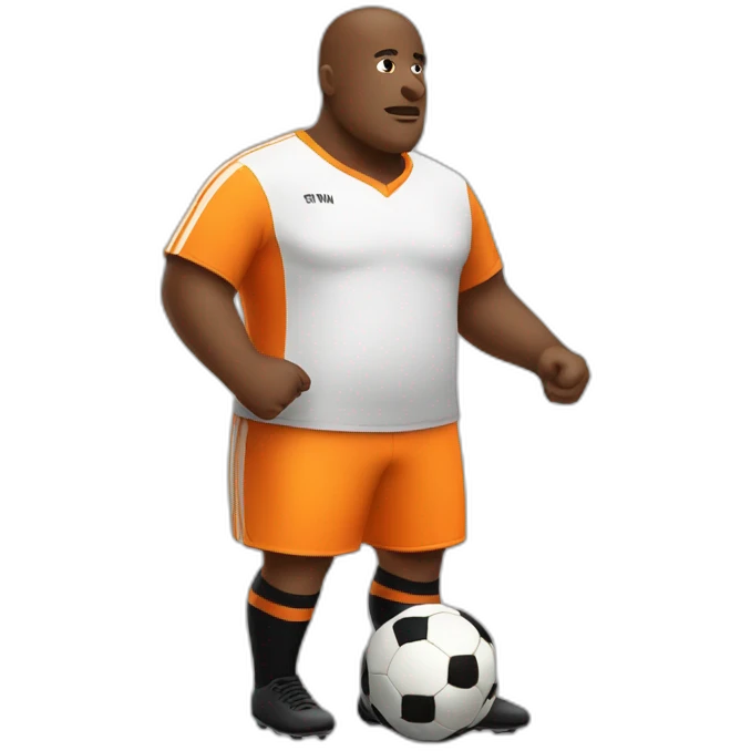 Fat man play soccer orange and black emoji