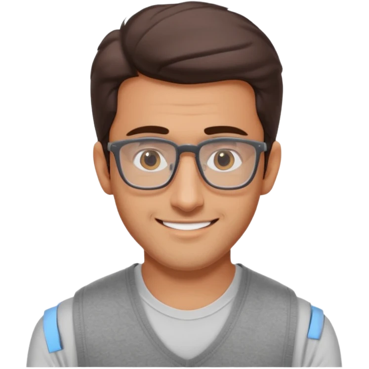 generate a pretty bratz emoji 
Make her look like hrithik roshan wearing white tee with a grey v neck sleeveless weater vest over it. wearing rectangle spectacles

he should look exactly  like hrithik roshan. smiling autistic emoji