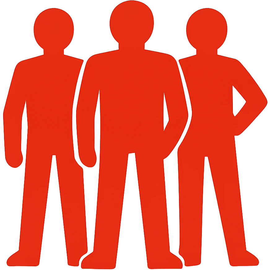 three red shadow forms side by side emoji