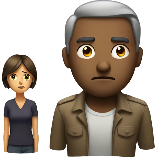 Man scowls at woman emoji
