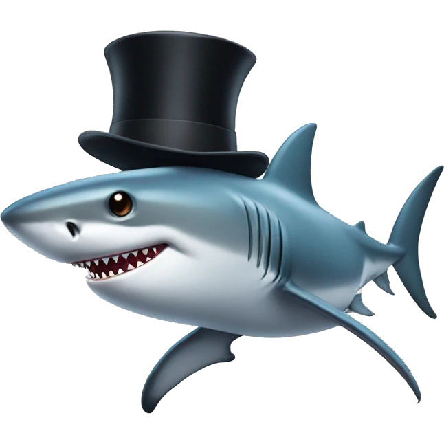 Shark with a top hat emoji