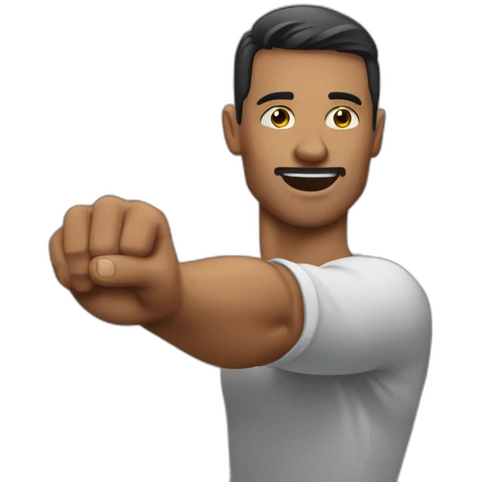 strong muscilar male face running a finger along his jawline emoji