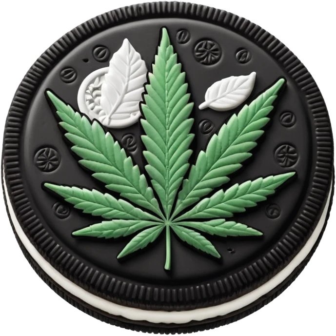 black and white oreo cookies with cannabis leaf emoji