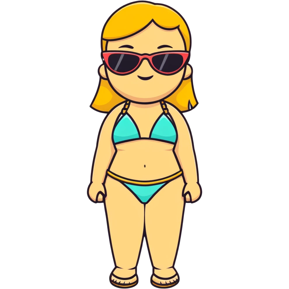 gangster in a bikini, sunglasses, gold chain emoji