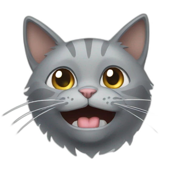A grey cat throwing up emoji