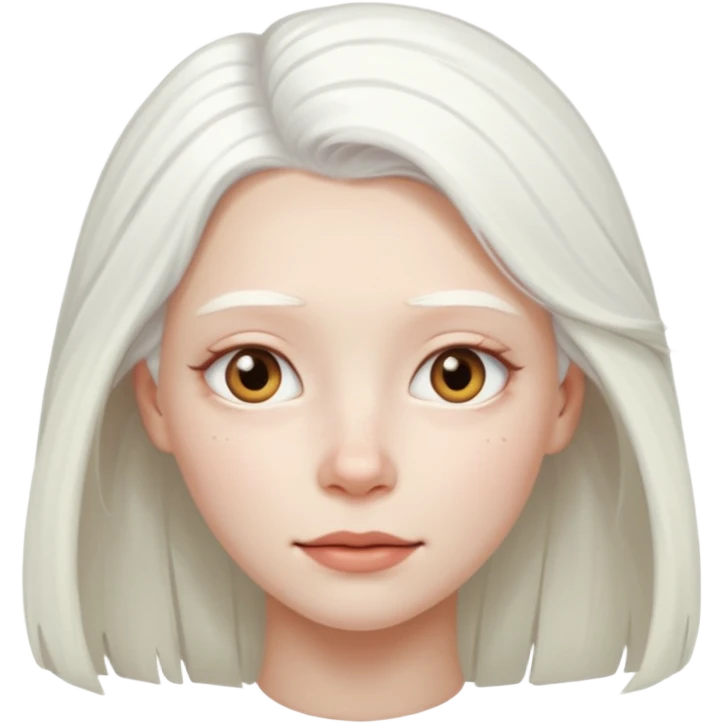albino frau mit weißem haar und heißer haut, ohne sommersprossen emoji