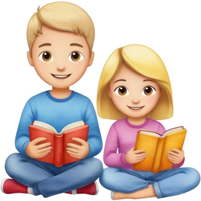 watercolor books and children  emoji