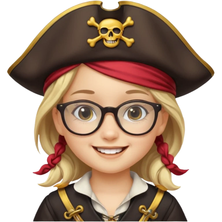 kid girl with pirate costume wearing glasses emoji