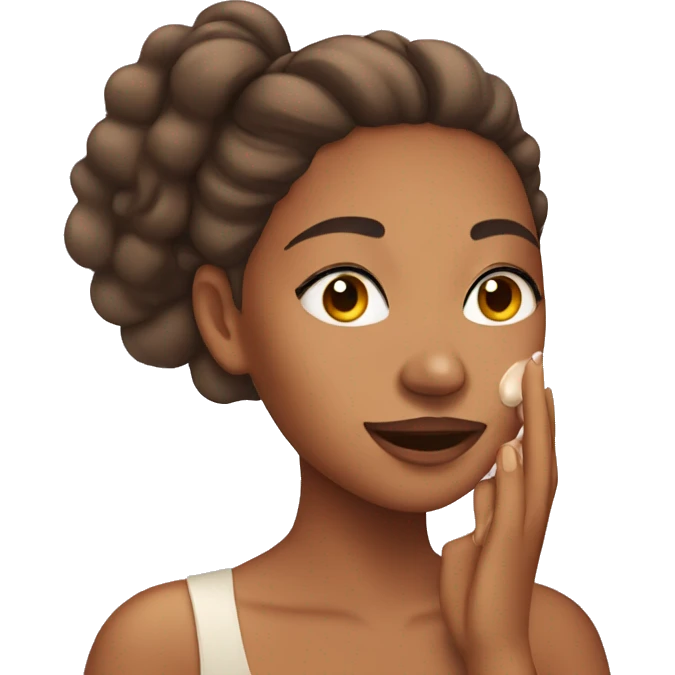 tan girl applying cream on face emoji