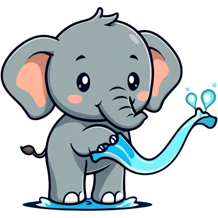 cartoon elephant spraying water from trunk emoji
