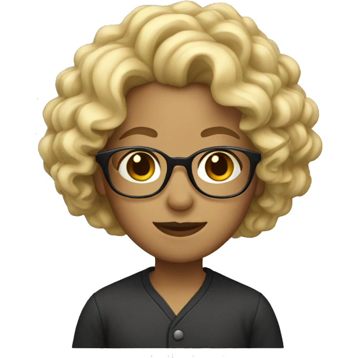 blonde, curly hair, glasses emoji