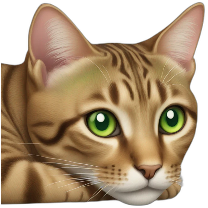 Tabby Cat with green eyes laying on the side emoji