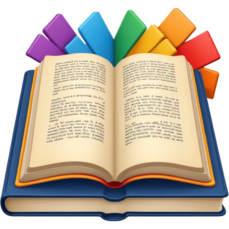 an open book with a dark cover. on the pages of the book, there are examples of tiles in bright colors emoji