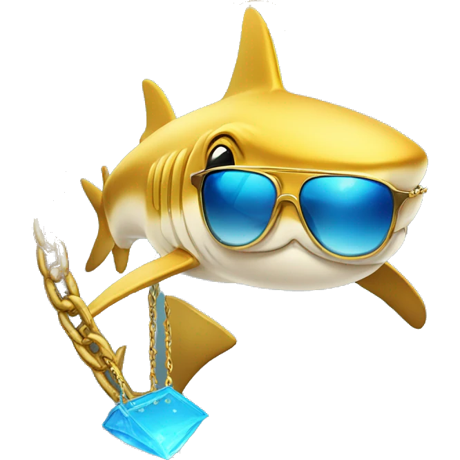 golden shark with chain and sunglasse emoji