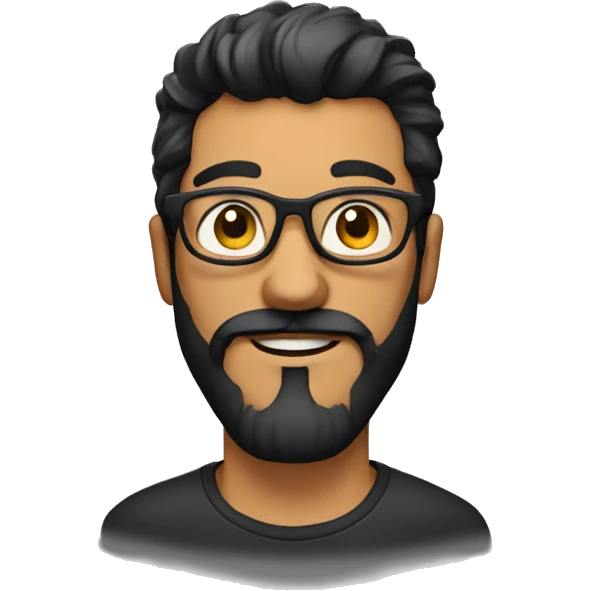 Hombre con pelo corto negro, barba y lentes emoji